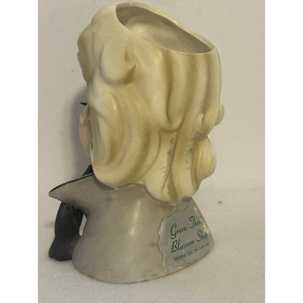 Vintage‎ Lady Head Vase Japan Kelvin,s P-628 Blonde Hair Gray Suit Black Glove